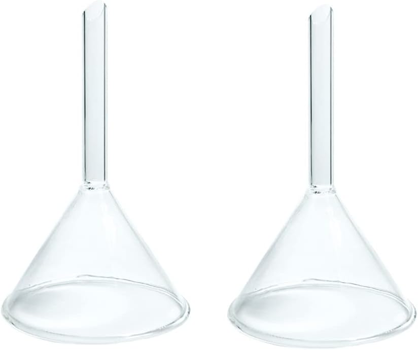 Photo 1 of 2pcs Glass Funnel Lab Glass Funnels 60mm Diameter,100mm Length Plain Stem Best for Laboratory