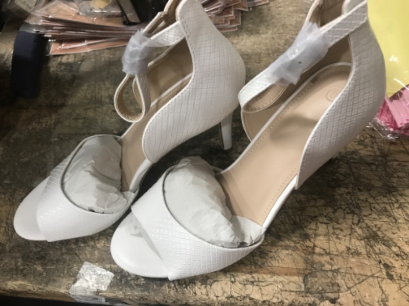 Photo 1 of opened toed white heels sz8