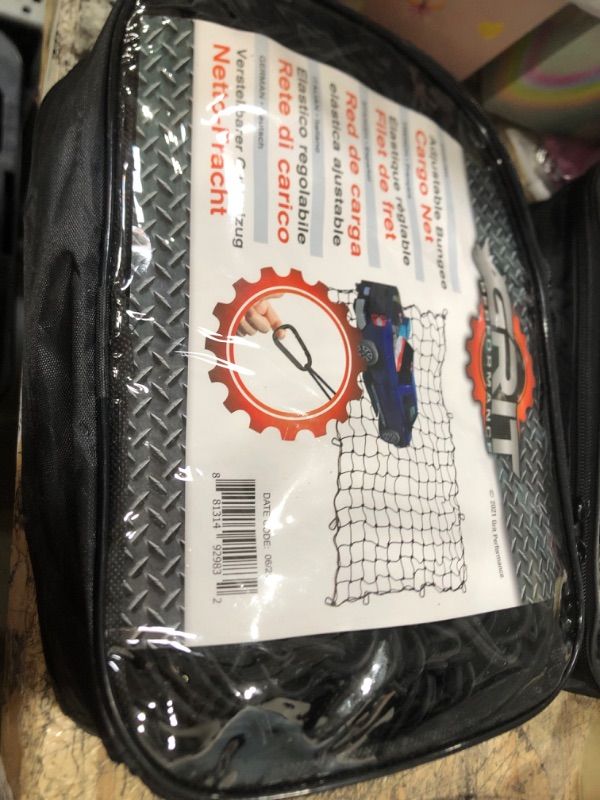 Photo 2 of Grit Performance Cargo Net for Pickup Truck Bed - 4 x 6 Foot, Heavy-Duty, Mesh Square Bungee Netting with 12 Black Clips and Storage Bag - Holds Small and Large Loads 4' x 6' Black Clips