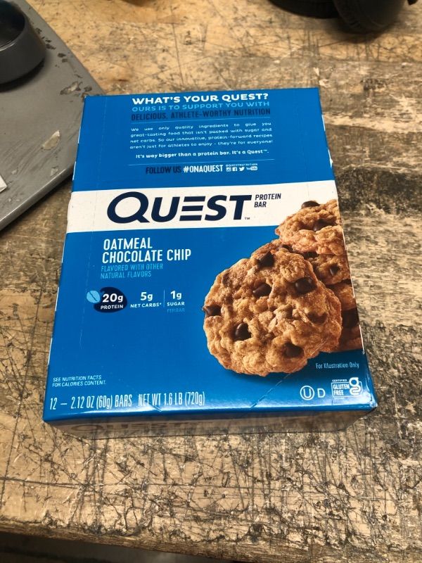 Photo 2 of *2/9/2024* Quest Nutrition Oatmeal Chocolate Chip Protein Bar, High Protein, Low Carb, Gluten Free, Keto Friendly, 12 Count 12 Count S'mores