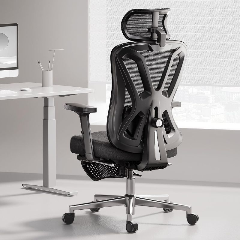 Photo 1 of 
Hbada Ergonomic Office Chair, Desk Chair with Adjustable Lumbar Support and Height, Comfortable Mesh Computer Chair with Footrest 2D Headrest, Swivel Tilt...
Color:Black
Style:supreme