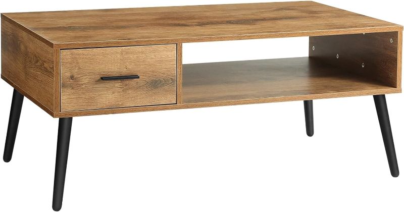 Photo 1 of 
HAIOOU Coffee Table, Mid Century Modern Style Cocktail Table TV Stand with Drawer, Open Storage Shelf, Stable Floor-Anti-Scratching Pine Leg for Home,...
Color:Retro Brown