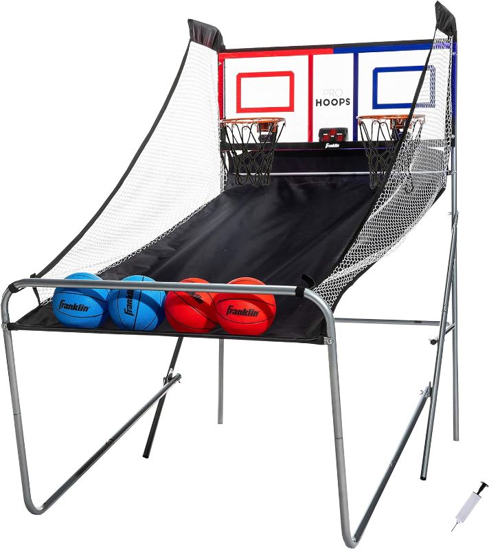 Photo 1 of 
Franklin Sports Basketball Arcade Shootout - Indoor Electronic Double Basketball Hoop Game - Dual Pro Hoops Basketball Shooting with Electronic Scoreboard +...
Color:Red and Blue