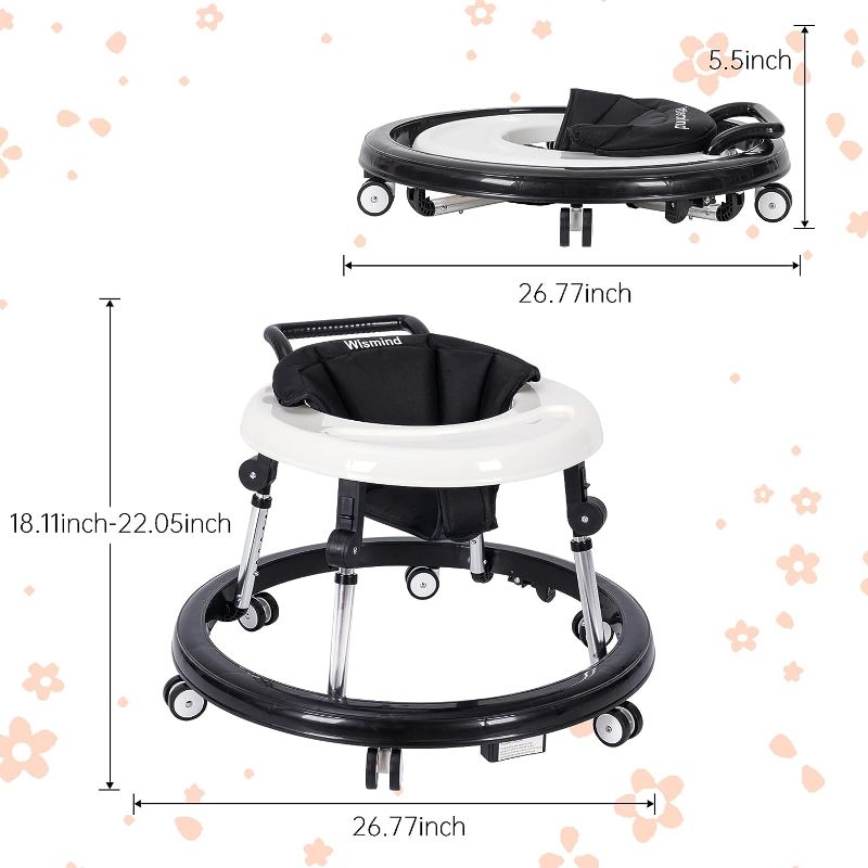 Photo 1 of 
Wismind Baby Walker Foldable with 9 Adjustable Heights, Baby Walkers and Activity Center for Boys Girls Babies 6-12 Months, Baby Walker and Bouncer Combo...
Color:black