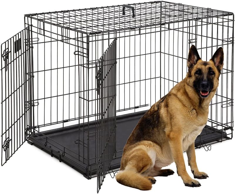 Photo 1 of ***SEE NOTES***Pet Dog Crate, 38 Inches Large Dog Cage Double Door Folding Dog Crate Metal Wire Dog Kennel with Divider Panel Leak-Proof Plastic Pan, Indoor Outdoor Basic Pet Crates for Medium Large Breed Dog XL XXL
