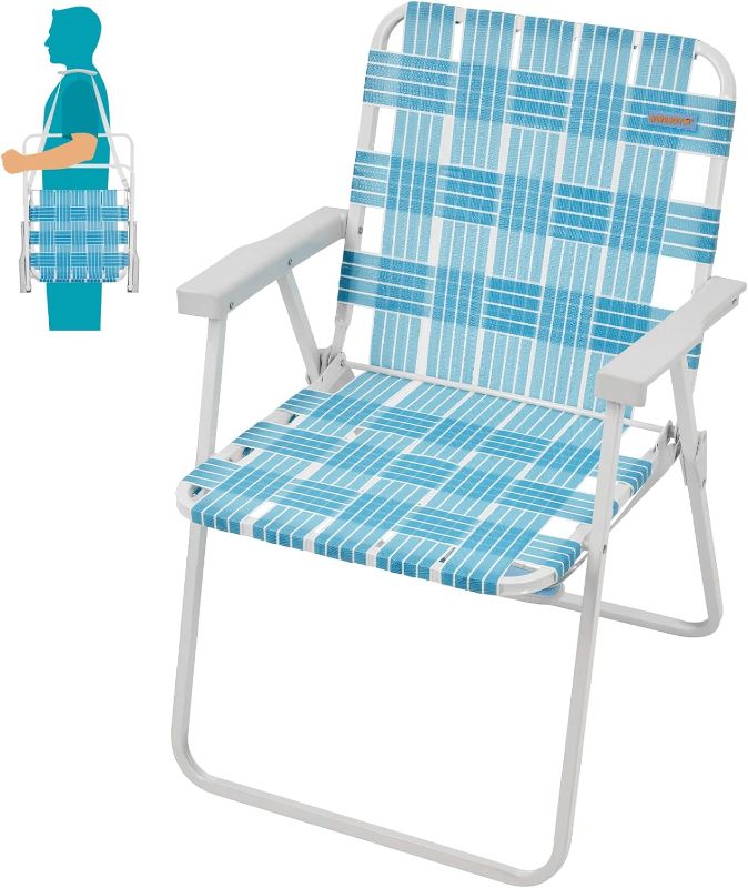 Photo 1 of #WEJOY Folding Webbed Lawn Beach Chair - Heavy Duty Portable Outdoor Chair with Hard Armrest for Camping,Garden,Concerts,Festivals and Sand Picnic BBQ,265 LBS