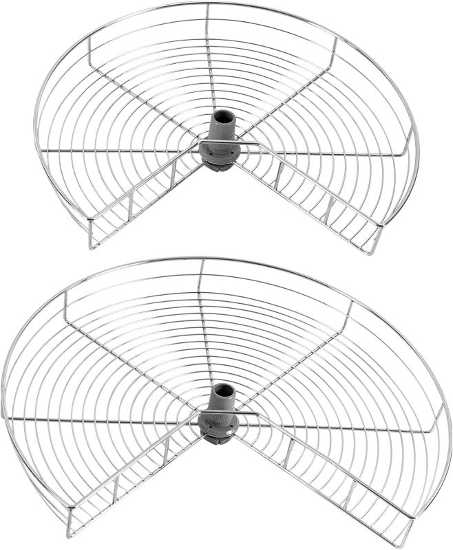 Photo 1 of 24/28'' 2 Tier Lazy Kitchen Base Cabinet Corner Organizer, 270° Rotating Blind Corner Wire Kidney Shaped Cabinet Mounted Kitchen Corner Pantry 270° Rotating Basket (28inch)
