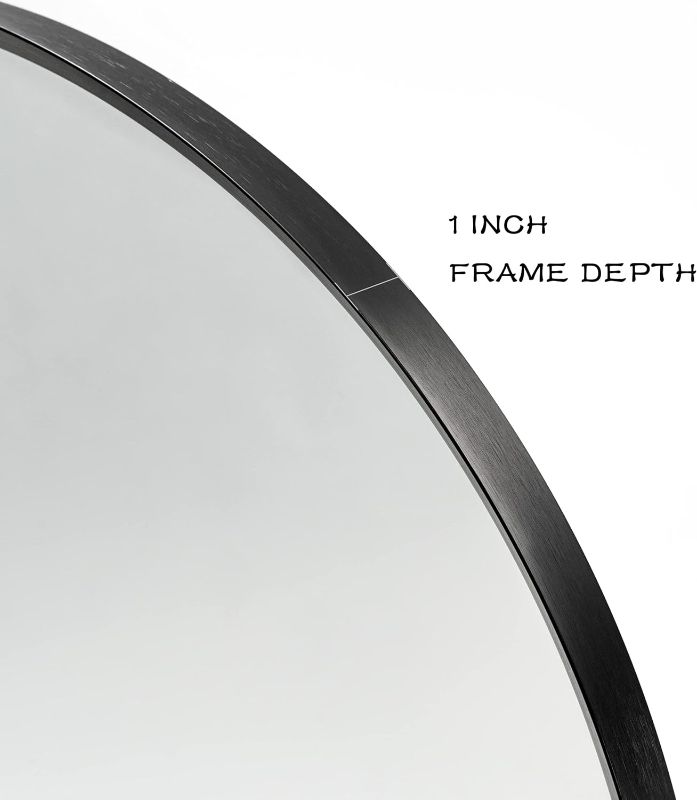 Photo 1 of Aldado Round Mirror 24 Inch, Brushed Black Frame Circle Mirror for Bathroom, Bedroom, Living Room, and More (Round 24", Black)
