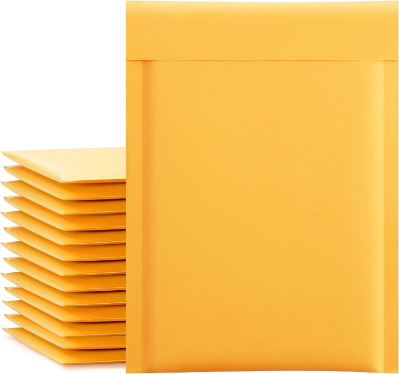 Photo 1 of UCGOU Kraft Bubble Mailers 6x10 Inch 100 Pack Yellow Padded Envelopes #0 Small Business Mailing Packages Self Sealing Tear Resistant Boutique Bulk Mail Shipping Bags for Jewelry Makeup Supplies
