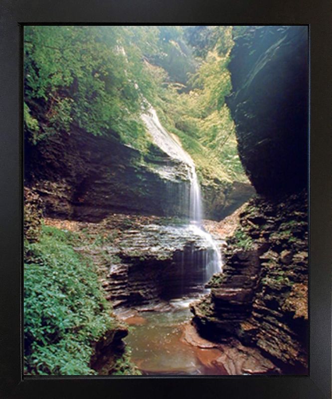 Photo 1 of ***DAMAGED - SEE PICTURES***
Waterfall Watkins Glen New York Nature Woods Scenic Black Framed Wall Decoration (18x22 Inches)
