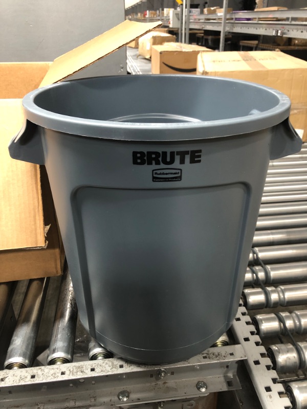 Photo 1 of Rubbermaid Commercial Products BRUTE Heavy-Duty Round Trash/Garbage Can, 10-Gallon, Gray, Outdoor Waste Container for Home/Garage/Bathroom/Outdoor/Driveway
