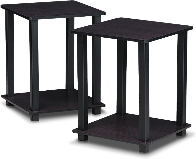 Photo 1 of Furinno Simplistic Set of 2 End Table, Dark Walnut
