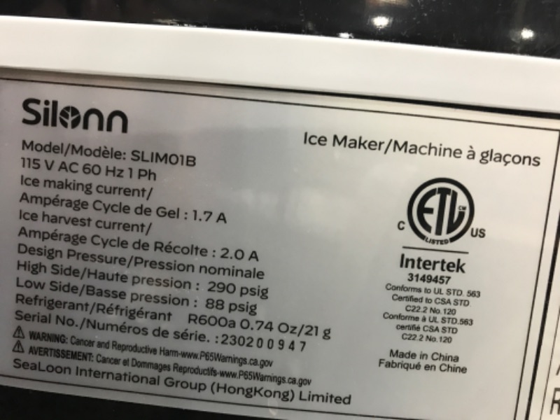 Photo 6 of {FOR PARTS]
Silonn Ice Makers Countertop 9 Bullet Ice Cubes 
**CONTAINS ICE MACHINE ONLY