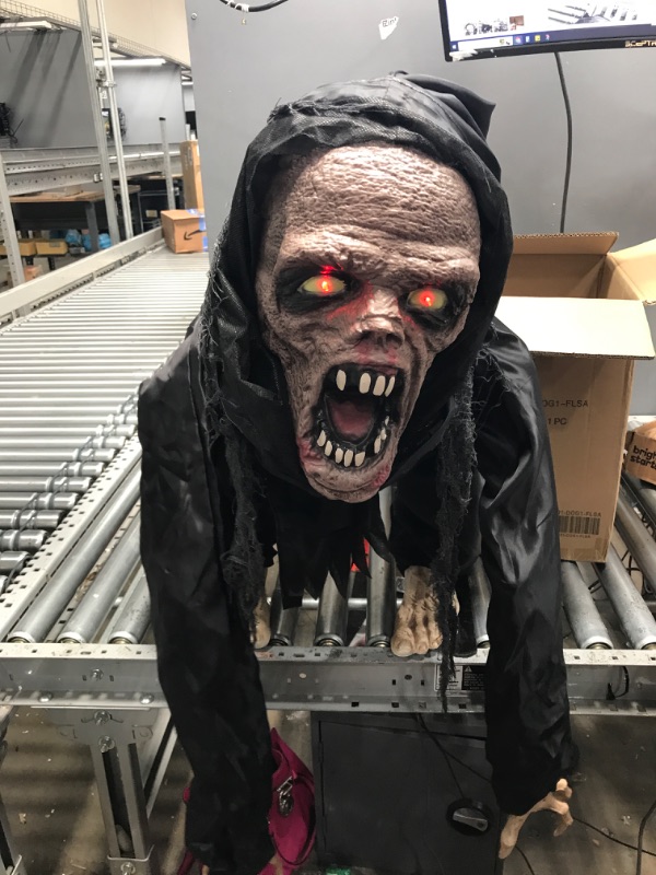 Photo 5 of **USED**
Haunted Hill Farm 3.7-ft. Animatronic Zombie, Red LED Eyes, Poseable, Battery, Banshee