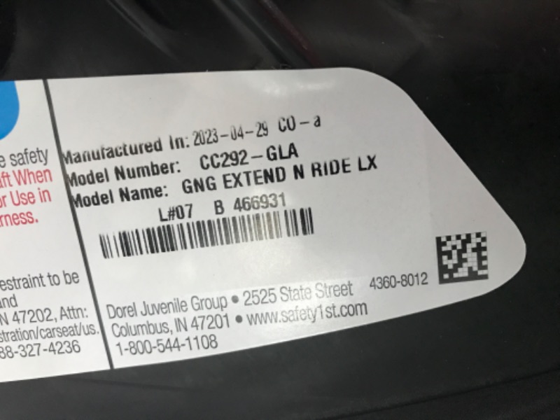 Photo 5 of **USED**
Safety 1st Grow and Go Extend 'n Ride LX Convertible Car Seat, with ComfortPlus Footrest Providing Up to 7 Inches of Additional Leg Room in -Rear-Facing Mode, Mine Shaft Mineshaft Extend 'n Ride