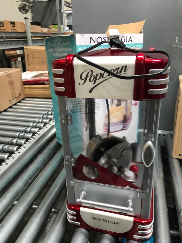 Photo 2 of **USED**
Nostalgia Retro Table-Top Popcorn Maker, 10 Cups, Hot Air Popcorn Machine with Measuring Cap, Oil Free, Retro Red Tabletop