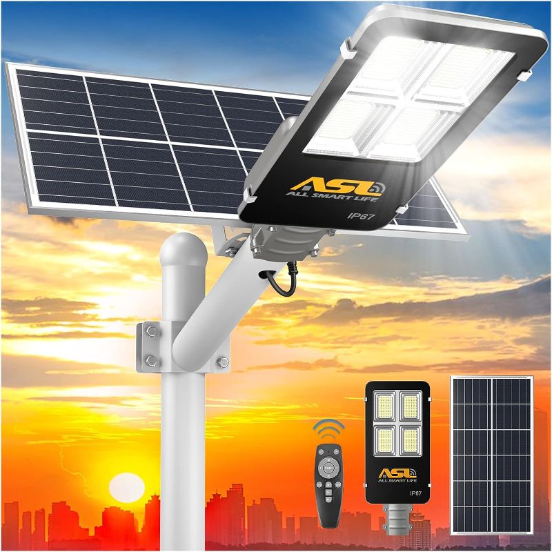 Photo 6 of Allsmartlife 350W Solar Street Light Outdoor Waterproof, 350 LEDs 35000lm, IP67 Solar Flood Lights with Security Motion Sensor Remote Contro, Parking lot Lighting for Barn, Yard, Garden
