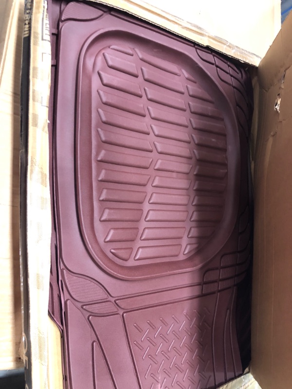 Photo 2 of Motor Trend 923-BD Burgundy FlexTough Contour Liners-Deep Dish Heavy Duty Rubber Floor Mats for Car SUV Truck & Van-All Weather Protection Trim to Fit Most Vehicles Full Set BURGUNDY