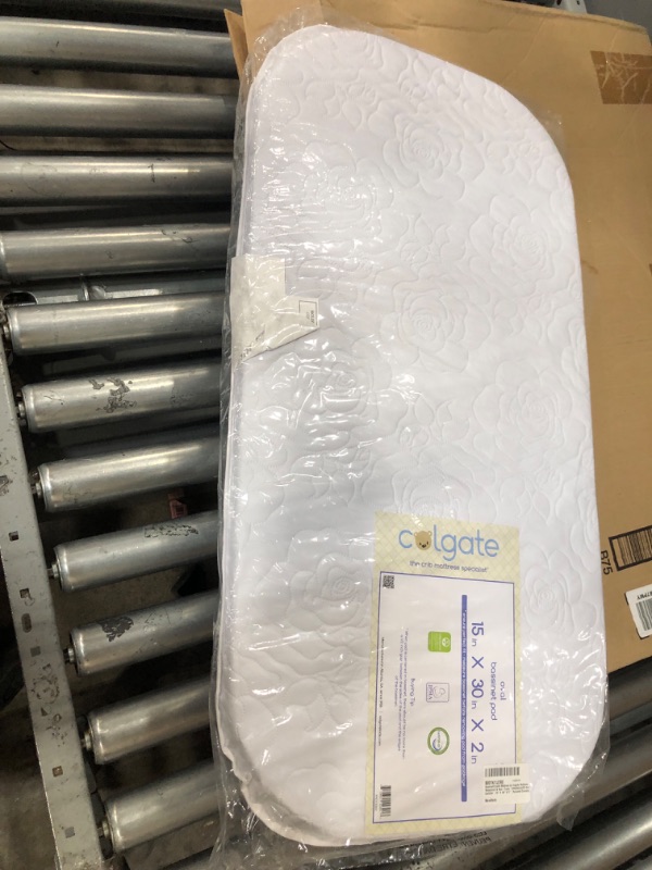 Photo 1 of Colgate Mattress Cradle & Bassinet Mattress - GREENGUARD Gold Certified, Reversible Bassinet Pad with 2” Thickness, Wrapped in Waterproof Quilted Cover - 15” X 30” X 2”