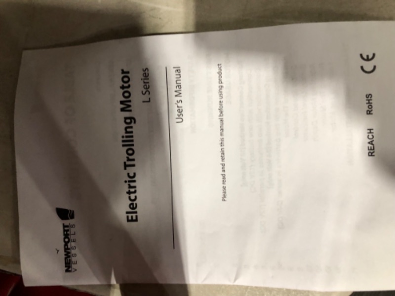 Photo 3 of **USED UNABLE TO TEST, BOX DAMAGED**  Newport L-Series 86lb Thrust Transom Mounted Saltwater Electric Trolling Motor w/ LED Battery Indicator (40" Shaft) White and black
