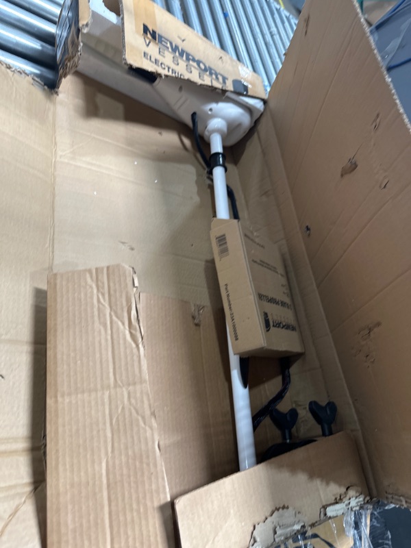 Photo 2 of **USED UNABLE TO TEST, BOX DAMAGED**  Newport L-Series 86lb Thrust Transom Mounted Saltwater Electric Trolling Motor w/ LED Battery Indicator (40" Shaft) White and black