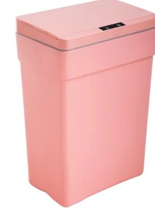 Photo 1 of 13 Gallon Trash Can Plastic Kitchen Trash Can Automatic Touch Free High-Capacity Garbage Can With Lid For Bedroom Bathroom Home Office 50 Liter,Pink