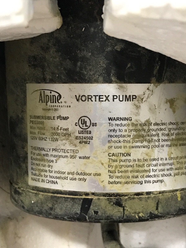 Photo 4 of Alpine Corporation 3000 GPH Vortex Energy-Saving Pump for Ponds, Fountains, Waterfalls, and Water Circulation