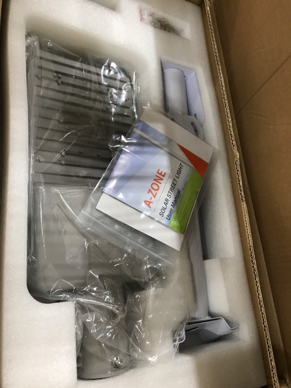 Photo 1 of ***SEE NOTES***A-ZONE 1200W Solar Street Lights Outdoor Waterproof, 120000LM High Brightness Outdoor LED Street Light Dusk to Dawn, LED Wide Angle Lamp with Remote Control, for Parking Lot, Yard, Stadium, Plaza
