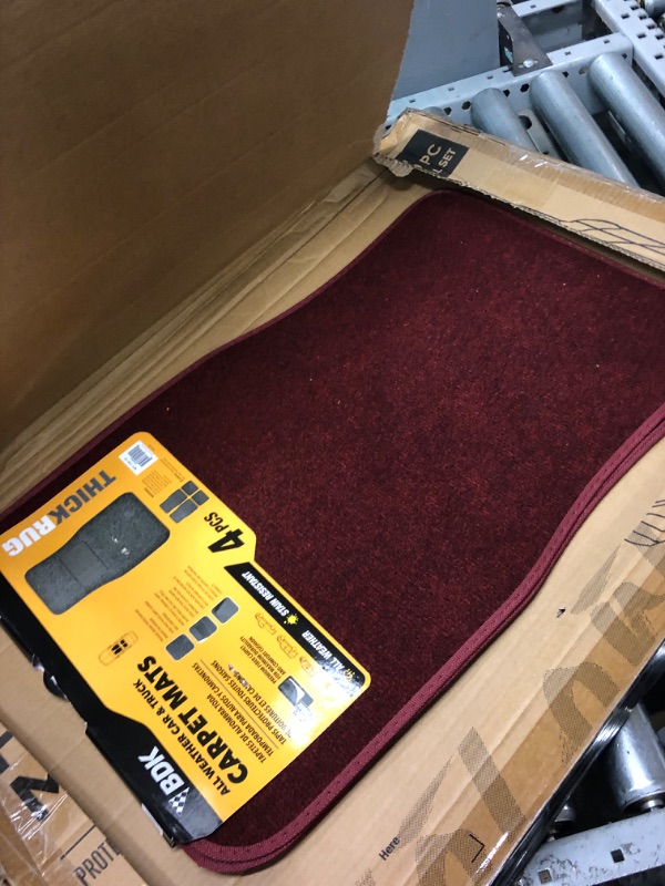 Photo 2 of BDK MT-100-BD Classic Carpet Mats for Car SUV Van and Truck-Universal Fit Front and Rear Floor Protection with Heelpad, Burgundy