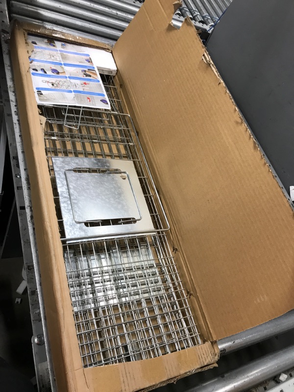Photo 2 of SZHLUX 32" Live Animal Cage Trap, Heavy Duty Folding Raccoon Traps, Humane Cat Trap for Stray Cats, Raccoons, Squirrel, Skunk, Mole, Groundhog, Armadillo, Rabbit, Catch and Release(SZ-HXL8130-NEW).