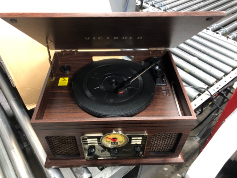 Photo 1 of Victrola Nostalgic 6-in-1 Bluetooth Record Player & Multimedia Center with Built-in Speakers - 3-Speed Turntable, CD & Cassette Player, AM/FM Radio | Wireless Music Streaming | Espresso Espresso Entertainment Center
