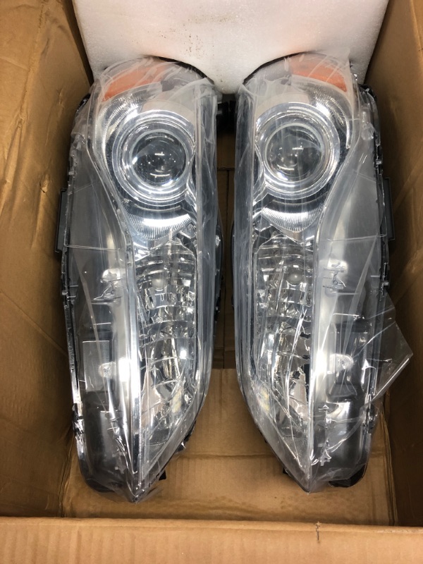 Photo 2 of ADCARLIGHTS 2015-2017 Camry Headlight Assembly Headlights for 2015-2017 Toyota Camry Headlamp Replacement Left and Right - Chrome Housing OE Replacement A-Chrome Housing Amber Reflector Clear Lens