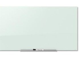 Photo 1 of Quartet InvisaMount Magnetic Glass Dry-Erase Board - 74" (6.2 ft) Width x 42" (3.5 ft) Height - White Tempered Glass Surface - Horizontal - Assembly Required - 1 Each