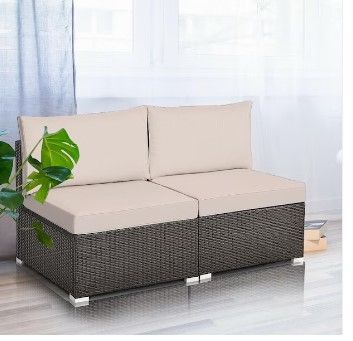 Photo 1 of ***BLACK, not grey like in stock photo ***
BABOOM 2-Piece Patio Rattan Armless Sofa Set with Cushions