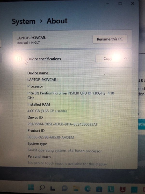 Photo 6 of SCRATCHED**Lenovo IdeaPad 1 14IGL7 14" Laptop Intel Pentium Silver N5030 4GB Ram