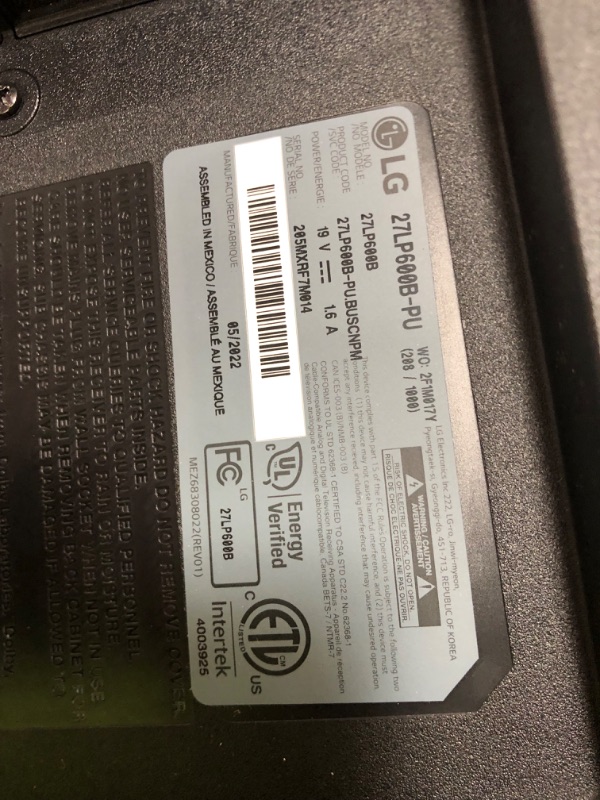Photo 4 of MISSING LEGS**LG 27LP600B-P 27 Inch Full HD (1920 x 1080) IPS TV Monitor with 5W x 2 Built-in Speakers, HDMI Input and Dolby Audio Monitor TV 2 Pole Stand
