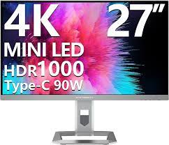 Photo 1 of INNOCN 27" 4K HDR1000 Mini LED Computer Monitor, 99% DCI-P3 99% sRGB, 1.07B Colors, IPS, USB-C, HDMI 2.0, DP, Auto Brightness, Pivot Sensor, Swivel/Height Adjustable, Mountable - 27M2U
