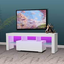 Photo 1 of  White TV Stand, 	51" W	x	14" D	x	18" H