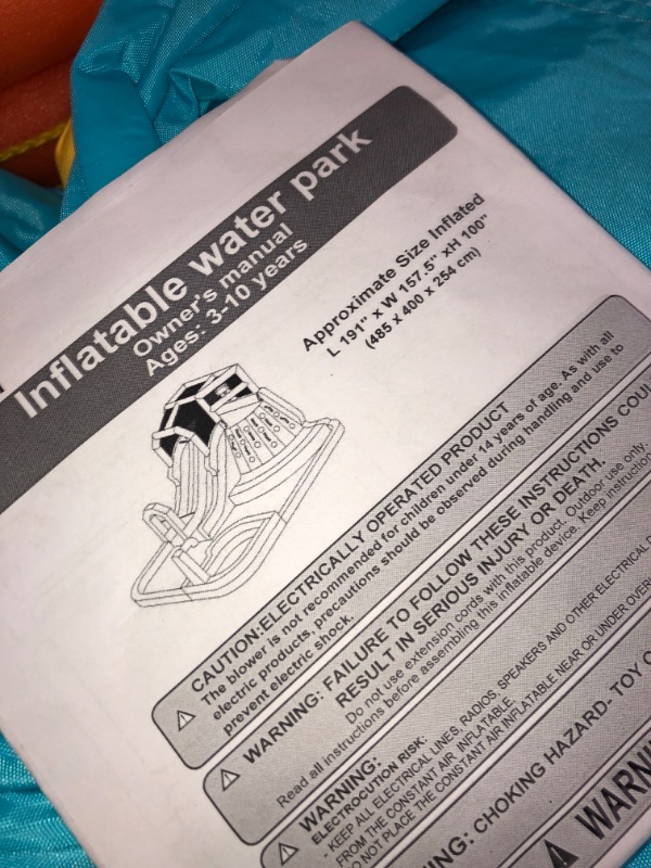 Photo 5 of *UNABLE TO FULLY TEST***MISSING ITEMS**  WELLFUNTIME Inflatable Water Slide Park with Splash Pool Climb The Wall, 3 Inflatable Sport Balls and 4 Water Guns, Water Slide with Air Blower
