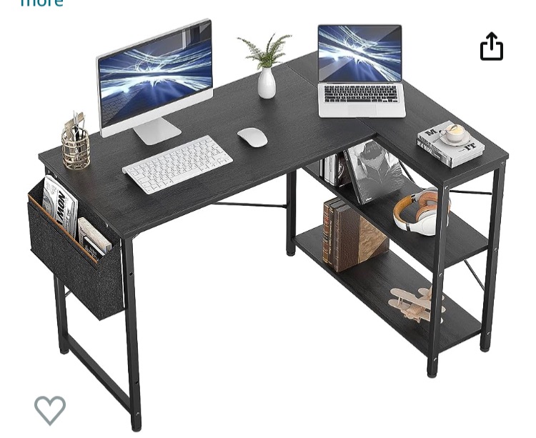 Photo 1 of *STOCK PHOTO JUST FOR REFERENCE** Small L Shaped Computer Desk, Homieasy 47 Inch L-Shaped Corner Desk with Reversible Storage Shelves BLACK