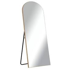 Photo 1 of 59 in. x 20 in. Modern Arched Shape Gold Framed Full Length Floor Standing Mirror
