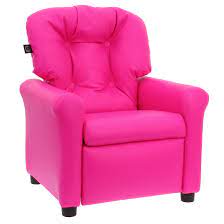 Photo 1 of BROKEN SIDE**THE CREW FURNITURE Traditional Kids Recliner Chair, Toddler Ages 1-5 Years, Polyurethane Faux Leather, Pink
