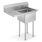 Photo 1 of pre opened
39 in. Freestanding Stainless Steel 1-Compartment Commercial Kitchen Sink with Left Drainboard
