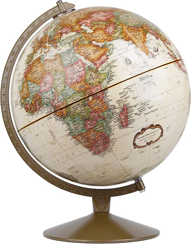 Photo 1 of **DAMAGED** **PARTS** **SEE PHOTOS** World Globe, Antique Ocean, 12-Inch Diameter