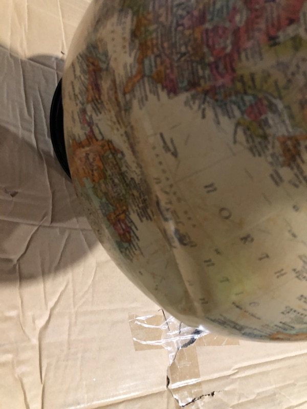 Photo 7 of **DAMAGED** **PARTS** **SEE PHOTOS** World Globe, Antique Ocean, 12-Inch Diameter