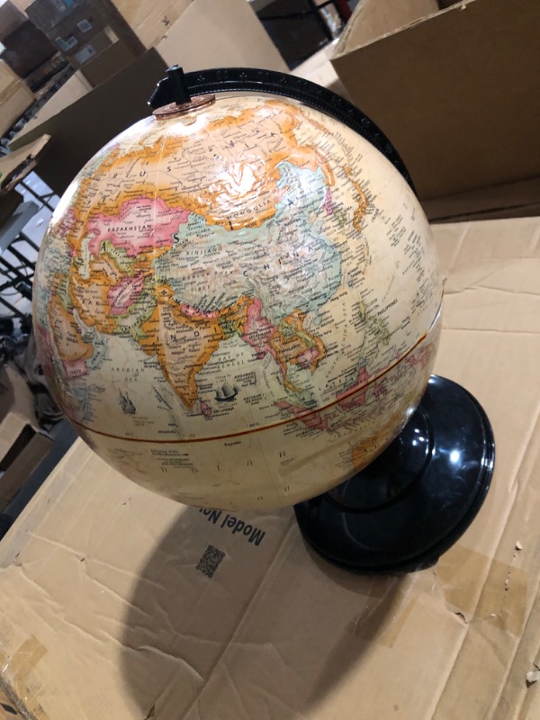 Photo 4 of **DAMAGED** **PARTS** **SEE PHOTOS** World Globe, Antique Ocean, 12-Inch Diameter