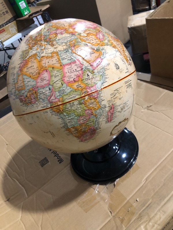 Photo 1 of **DAMAGED** **PARTS** **SEE PHOTOS** World Globe, Antique Ocean, 12-Inch Diameter