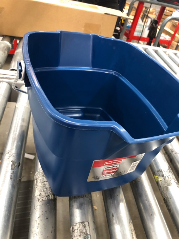 Photo 2 of ***see notes***Rubbermaid Roughneck Square Bucket, 15-Quart, Blue, Sturdy Pail Bucket Organizer Household Cleaning Supplies Projects Mopping Storage Comfortable Durable Grip Pour Handle Blue 15 qt - Square