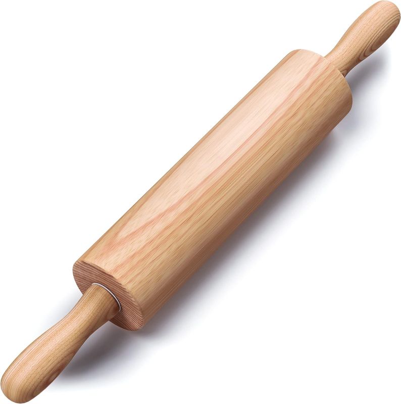 Photo 1 of 17.6 inch Wooden Rolling Pin for Baking - Long Dough Roller for All Baking Needs