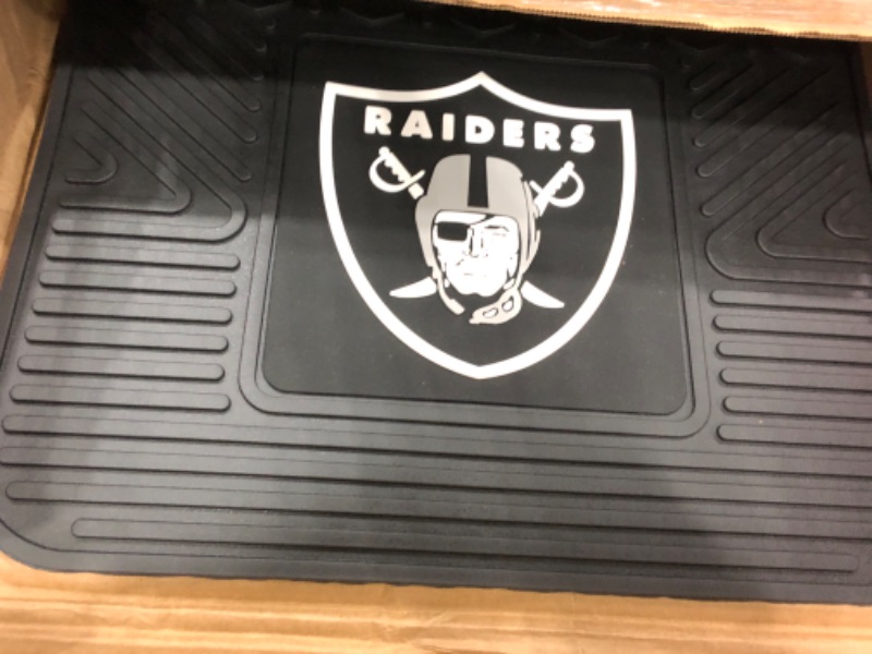 Photo 2 of FANMATS 9985 Las Vegas Raiders Back Row Utility Car Mat - 1 Piece - 14in. x 17in., All Weather Protection, Universal Fit, Molded Team Logo Rear